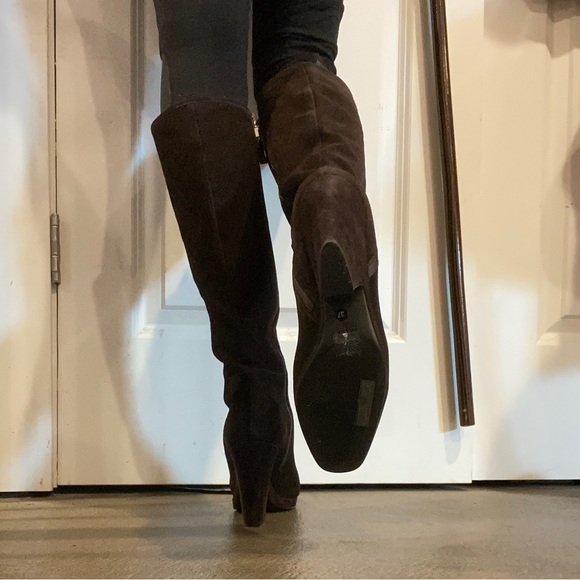 PRADA gently used knee high chocolate brown western boots size EU 37 US 6.5 - Picture 4 of 15